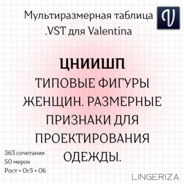 ЦНИИШП VST типовые фигуры женщин для Valentina Tape