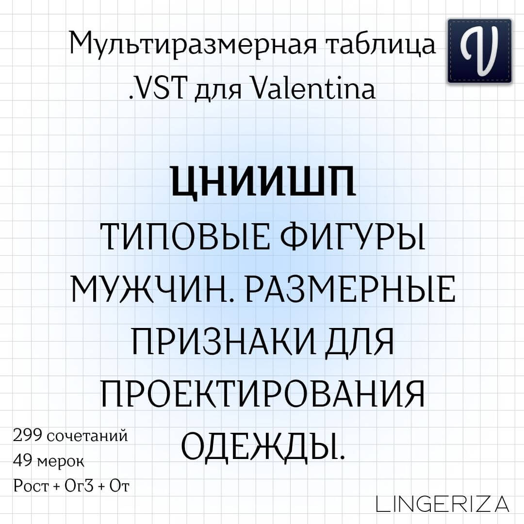 ЦНИИШП VST типовые фигуры мужчин для Valentina Tape