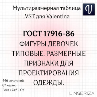 ГОСТ 17916-86 VST типовые фигуры девочек для Valentina Tape